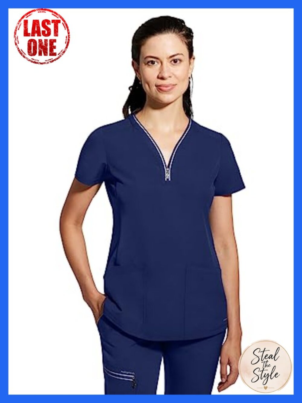 Healing Hands Scrub Top Women V Neck Slim Fit 3 Pockets Recycled Polyester